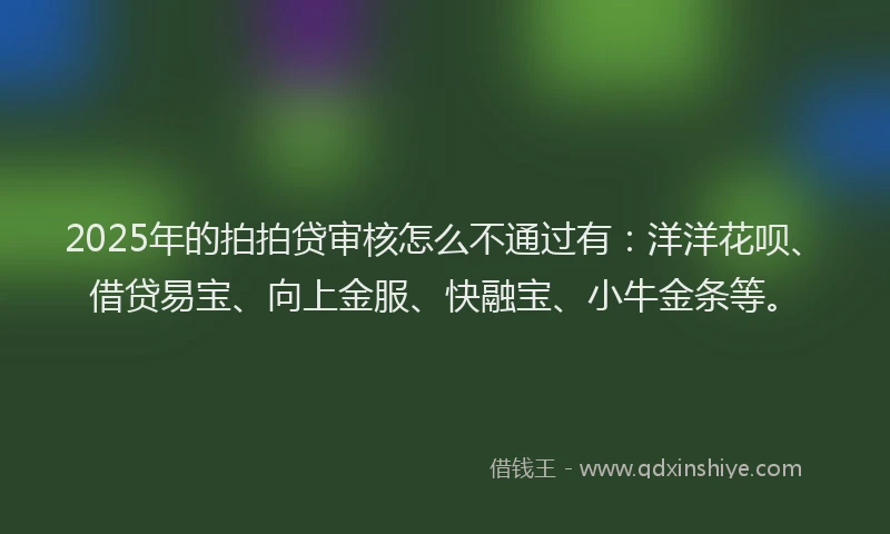 2025年的拍拍贷审核怎么不通过有：洋洋花呗、借贷易宝、向上金服、快融宝、小牛金条等。
