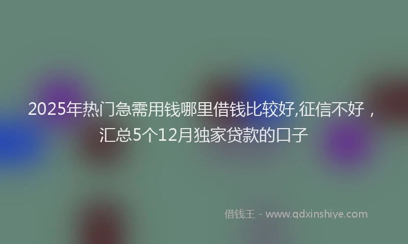 2025年热门急需用钱哪里借钱比较好,征信不好，汇总5个12月独家贷款的口子