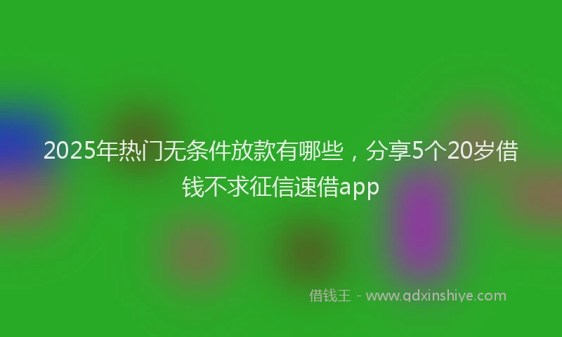 2025年热门无条件放款有哪些，分享5个20岁借钱不求征信速借app