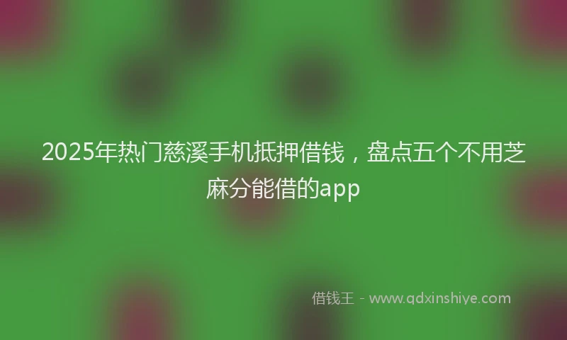 2025年热门慈溪手机抵押借钱，盘点五个不用芝麻分能借的app