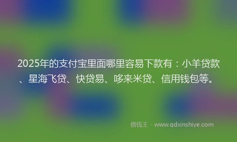 2025年的支付宝里面哪里容易下款有：小羊贷款、星海飞贷、快贷易、哆来米贷、信用钱包等。