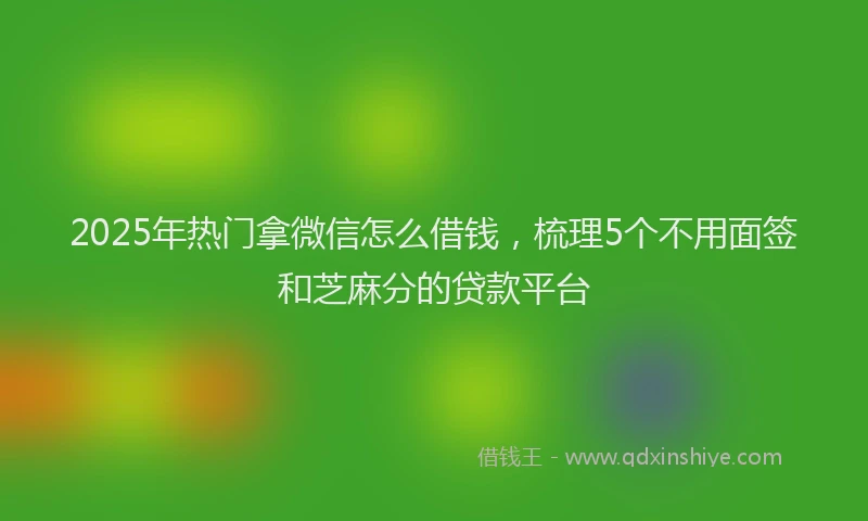 2025年热门拿微信怎么借钱，梳理5个不用面签和芝麻分的贷款平台