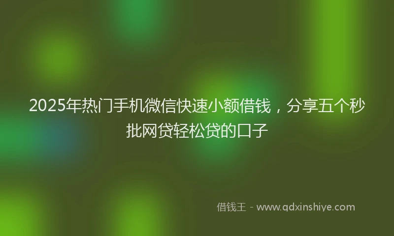 2025年热门手机微信快速小额借钱，分享五个秒批网贷轻松贷的口子