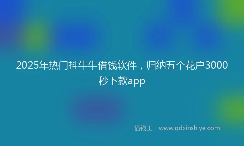 2025年热门抖牛牛借钱软件，归纳五个花户3000秒下款app