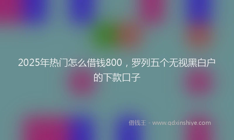 2025年热门怎么借钱800，罗列五个无视黑白户的下款口子