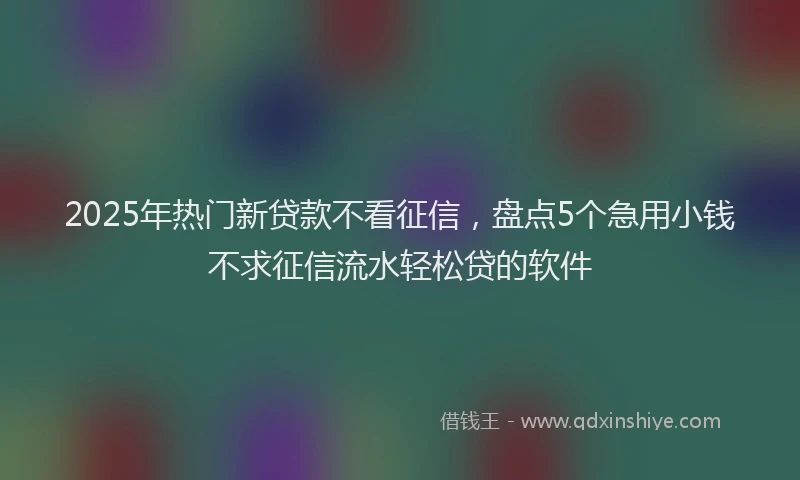 2025年热门新贷款不看征信，盘点5个急用小钱不求征信流水轻松贷的软件