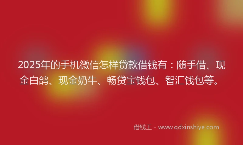 2025年的手机微信怎样贷款借钱有：随手借、现金白鸽、现金奶牛、畅贷宝钱包、智汇钱包等。