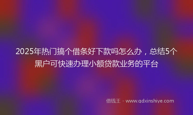 2025年热门搞个借条好下款吗怎么办，总结5个黑户可快速办理小额贷款业务的平台