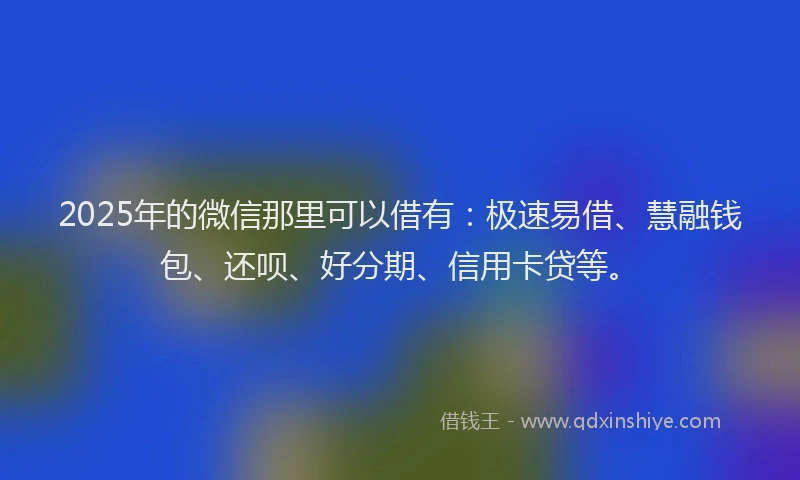 2025年的微信那里可以借有：极速易借、慧融钱包、还呗、好分期、信用卡贷等。