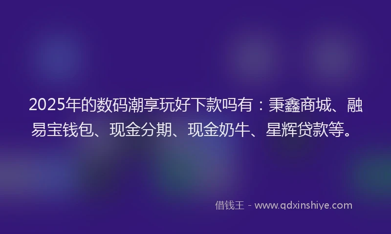 2025年的数码潮享玩好下款吗有：秉鑫商城、融易宝钱包、现金分期、现金奶牛、星辉贷款等。