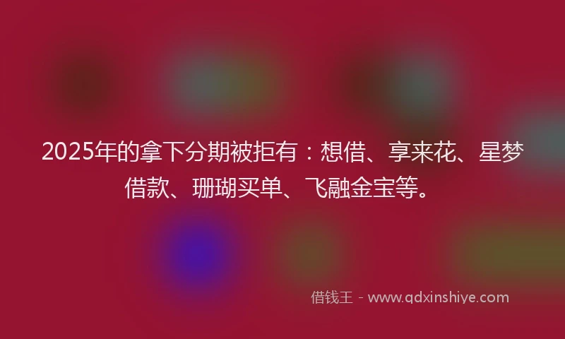 2025年的拿下分期被拒有：想借、享来花、星梦借款、珊瑚买单、飞融金宝等。