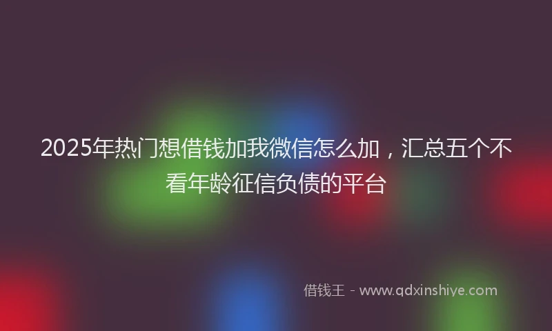 2025年热门想借钱加我微信怎么加，汇总五个不看年龄征信负债的平台