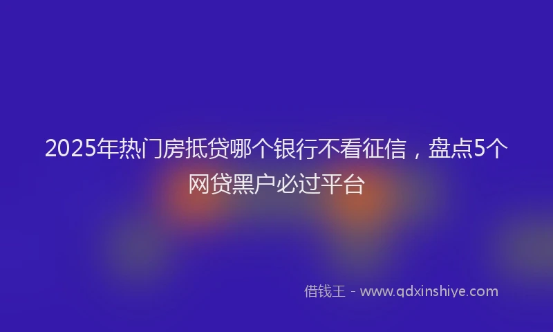2025年热门房抵贷哪个银行不看征信，盘点5个网贷黑户必过平台