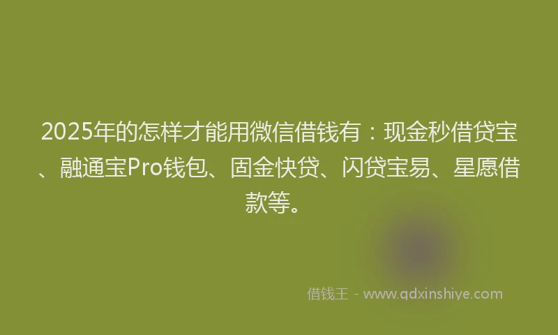 2025年的怎样才能用微信借钱有：现金秒借贷宝、融通宝Pro钱包、固金快贷、闪贷宝易、星愿借款等。
