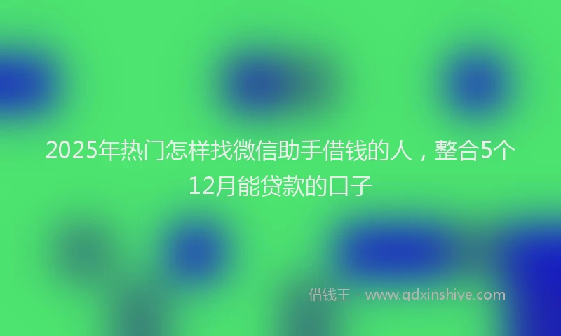2025年热门怎样找微信助手借钱的人，整合5个12月能贷款的口子