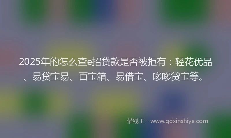 2025年的怎么查e招贷款是否被拒有：轻花优品、易贷宝易、百宝箱、易借宝、哆哆贷宝等。