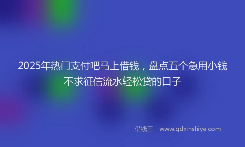 2025年热门支付吧马上借钱，盘点五个急用小钱不求征信流水轻松贷的口子