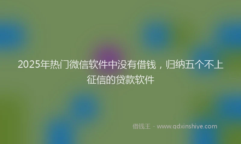 2025年热门微信软件中没有借钱，归纳五个不上征信的贷款软件