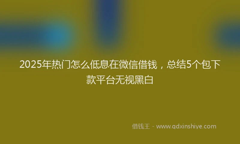 2025年热门怎么低息在微信借钱，总结5个包下款平台无视黑白