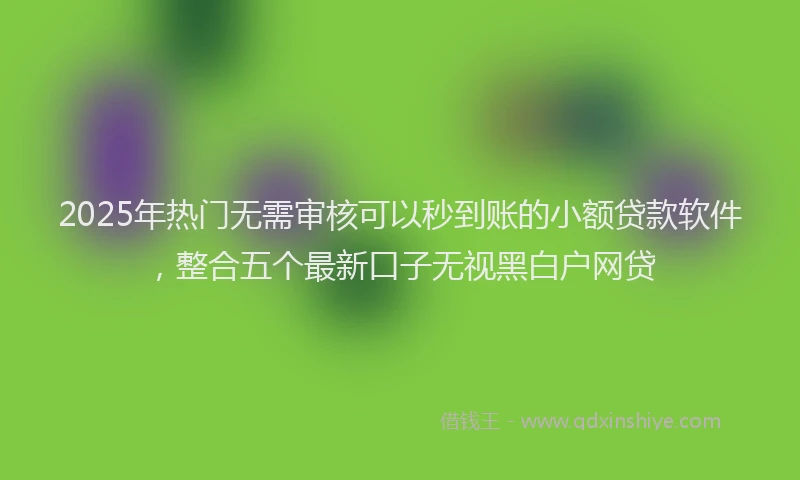 2025年热门无需审核可以秒到账的小额贷款软件，整合五个最新口子无视黑白户网贷