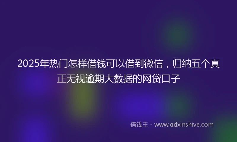 2025年热门怎样借钱可以借到微信，归纳五个真正无视逾期大数据的网贷口子