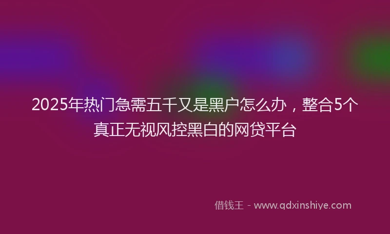 2025年热门急需五千又是黑户怎么办，整合5个真正无视风控黑白的网贷平台