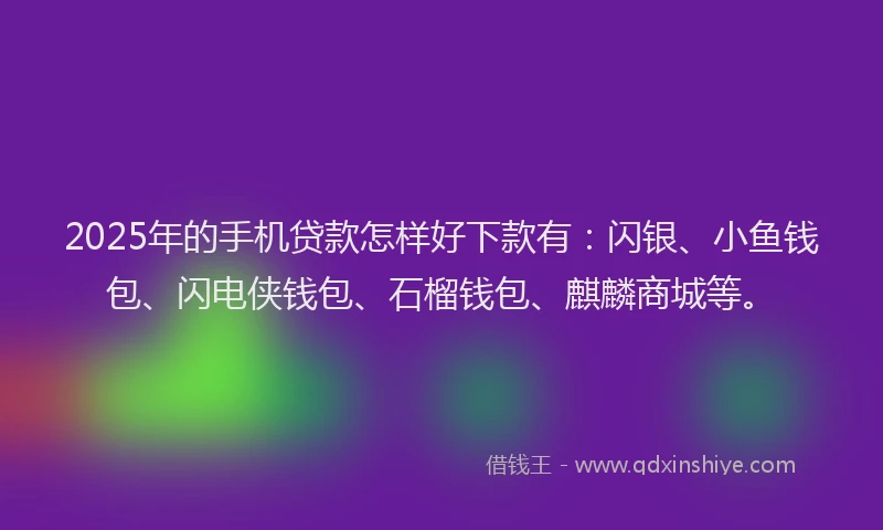 2025年的手机贷款怎样好下款有：闪银、小鱼钱包、闪电侠钱包、石榴钱包、麒麟商城等。