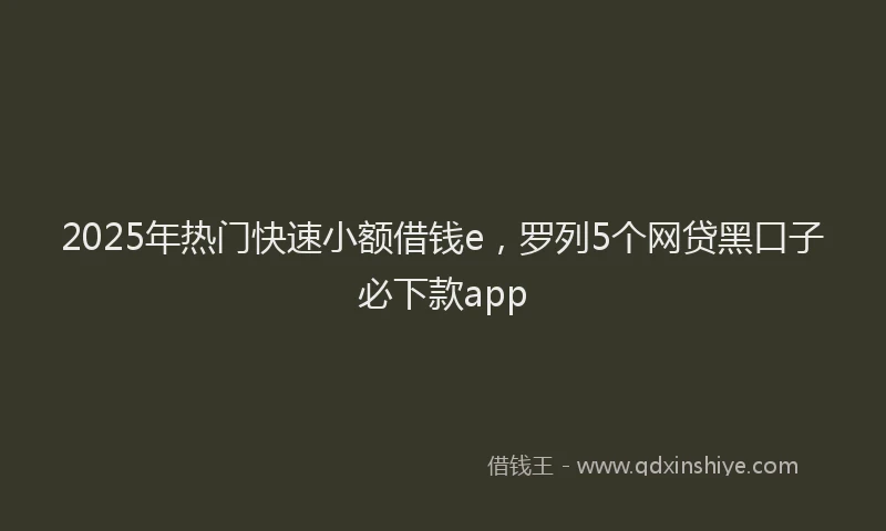 2025年热门快速小额借钱e，罗列5个网贷黑口子必下款app