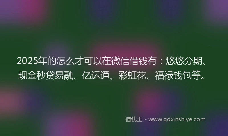 2025年的怎么才可以在微信借钱有：悠悠分期、现金秒贷易融、亿运通、彩虹花、福禄钱包等。