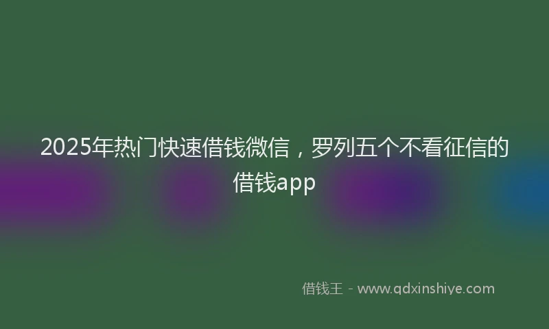 2025年热门快速借钱微信，罗列五个不看征信的借钱app