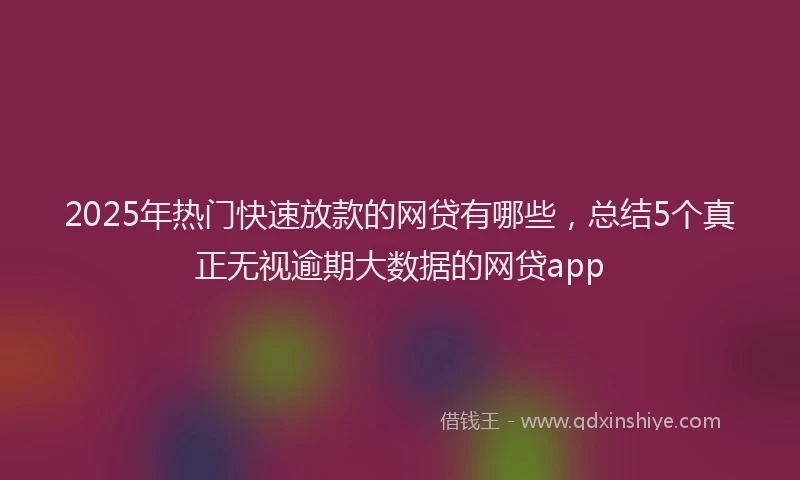 2025年热门快速放款的网贷有哪些，总结5个真正无视逾期大数据的网贷app