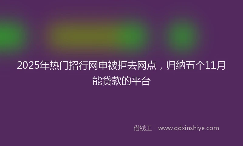2025年热门招行网申被拒去网点，归纳五个11月能贷款的平台