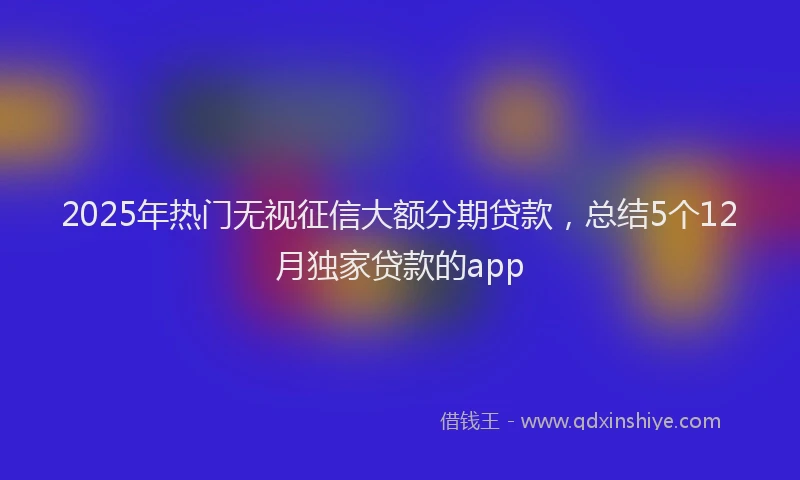 2025年热门无视征信大额分期贷款，总结5个12月独家贷款的app