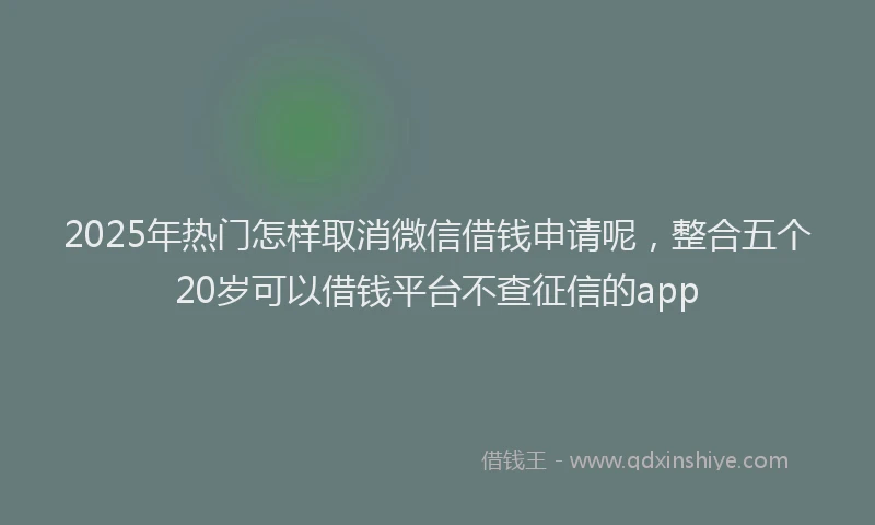 2025年热门怎样取消微信借钱申请呢，整合五个20岁可以借钱平台不查征信的app