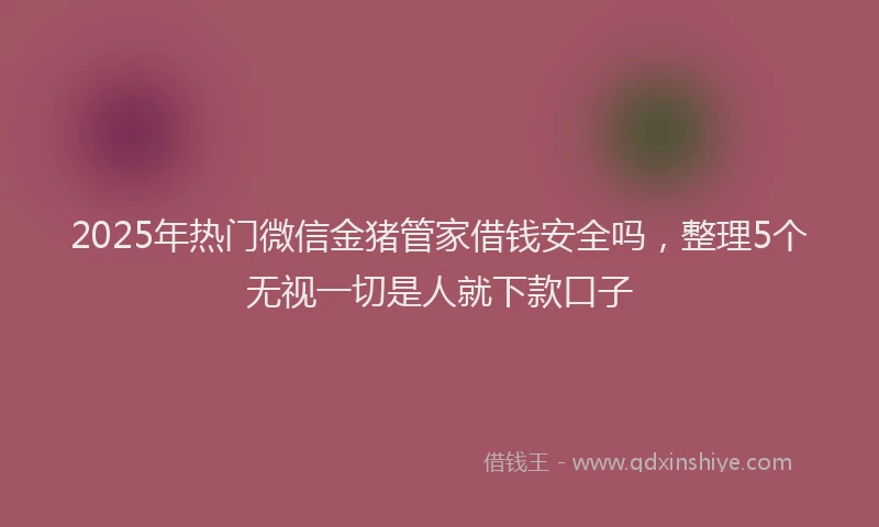 2025年热门微信金猪管家借钱安全吗，整理5个无视一切是人就下款口子