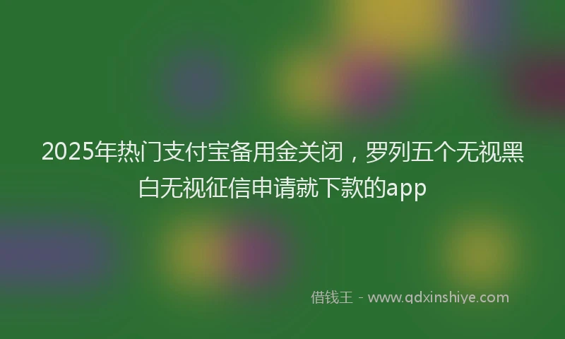 2025年热门支付宝备用金关闭，罗列五个无视黑白无视征信申请就下款的app