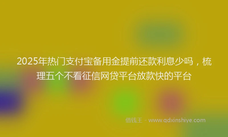 2025年热门支付宝备用金提前还款利息少吗，梳理五个不看征信网贷平台放款快的平台