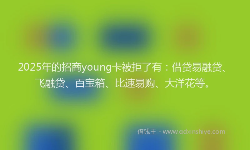 2025年的招商young卡被拒了有：借贷易融贷、飞融贷、百宝箱、比速易购、大洋花等。
