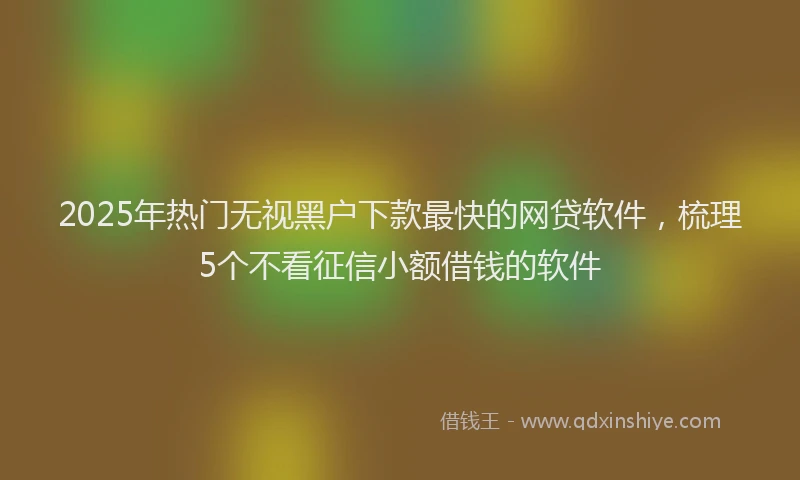 2025年热门无视黑户下款最快的网贷软件，梳理5个不看征信小额借钱的软件