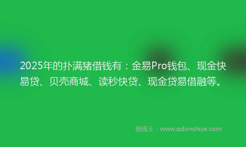 2025年的扑满猪借钱有：金易Pro钱包、现金快易贷、贝壳商城、读秒快贷、现金贷易借融等。