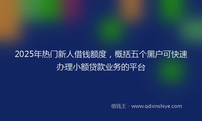 2025年热门新人借钱额度，概括五个黑户可快速办理小额贷款业务的平台