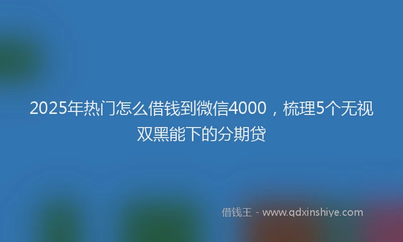 2025年热门怎么借钱到微信4000，梳理5个无视双黑能下的分期贷