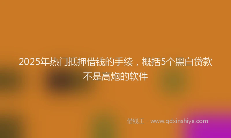 2025年热门抵押借钱的手续，概括5个黑白贷款不是高炮的软件