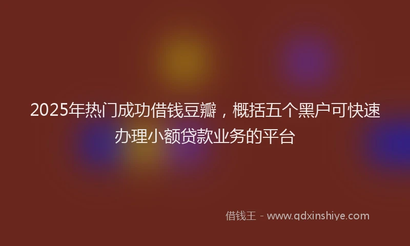 2025年热门成功借钱豆瓣，概括五个黑户可快速办理小额贷款业务的平台