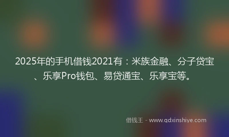2025年的手机借钱2021有：米族金融、分子贷宝、乐享Pro钱包、易贷通宝、乐享宝等。