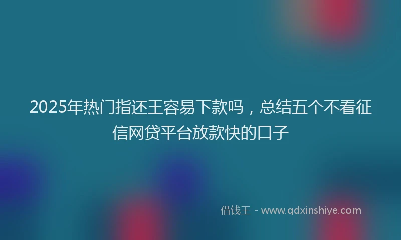2025年热门指还王容易下款吗，总结五个不看征信网贷平台放款快的口子