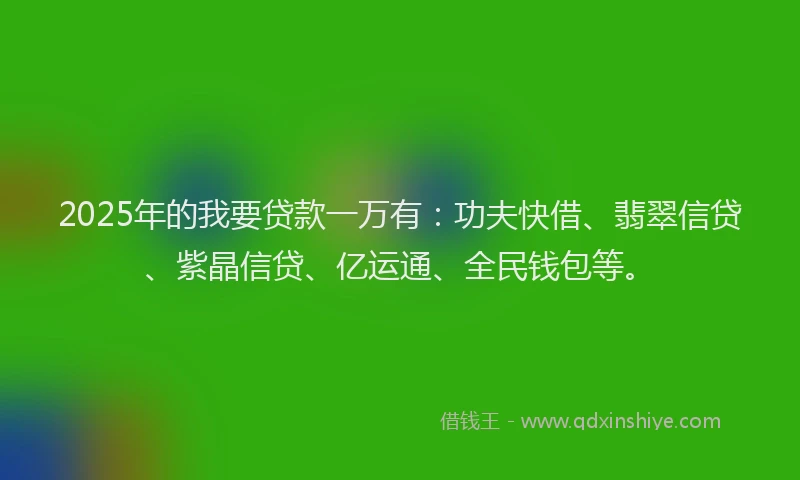 2025年的我要贷款一万有：功夫快借、翡翠信贷、紫晶信贷、亿运通、全民钱包等。