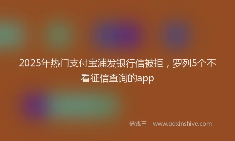 2025年热门支付宝浦发银行信被拒，罗列5个不看征信查询的app