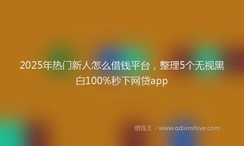 2025年热门新人怎么借钱平台，整理5个无视黑白100%秒下网贷app