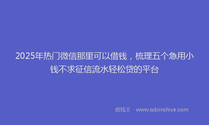 2025年热门微信那里可以借钱，梳理五个急用小钱不求征信流水轻松贷的平台